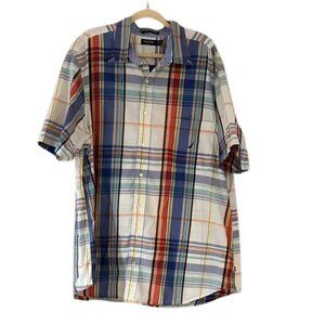 Nautica Short-Sleeve Plaid Button-Down Shirt - Blue, Red, White